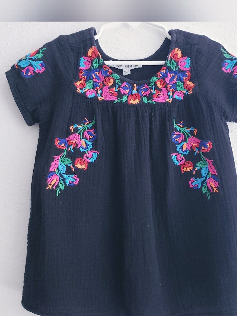 See & Be Seen Embroidered Bohemian Mini Short Sleeve Dress Top